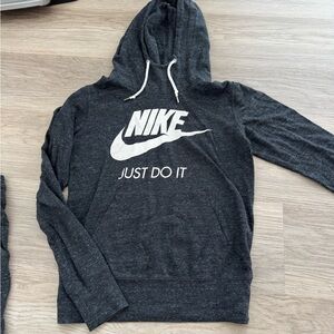 Nike Charcoal Hoodie and pants set with White Logo Tracksuit
